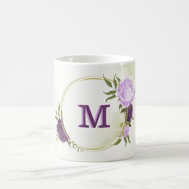 Mug fleurs violettes vert feuilles (Centre)