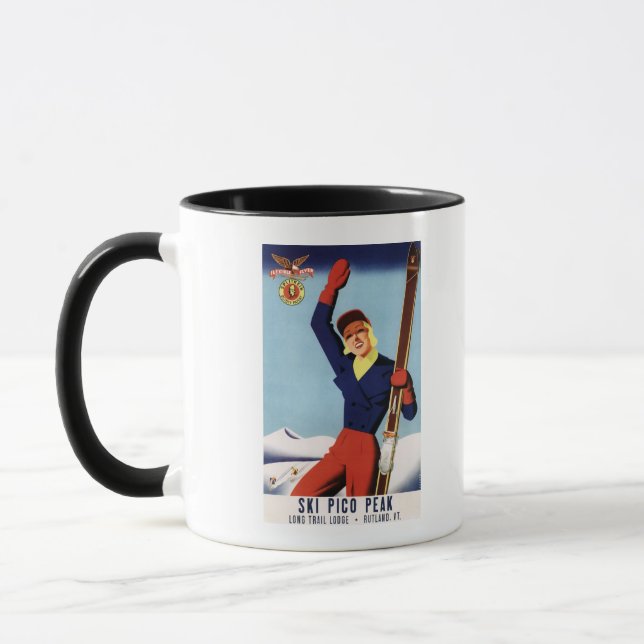 Mug Flexible Flyer Pin-Up Skiing Girl (Gauche)