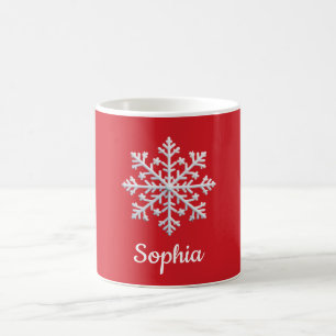 Mug Flocon de neige blanc sur le rouge Noël personnali