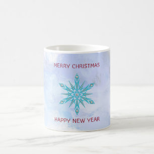 Mug Flocon de neige bleu et diamants