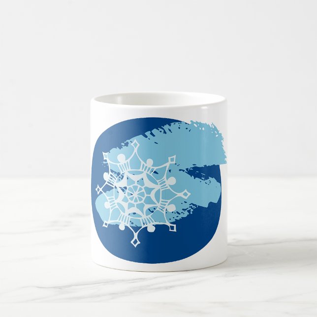 Mug Flocon de neige bleu givré Abstrait Cercle d'hiver (Créateur téléchargé)