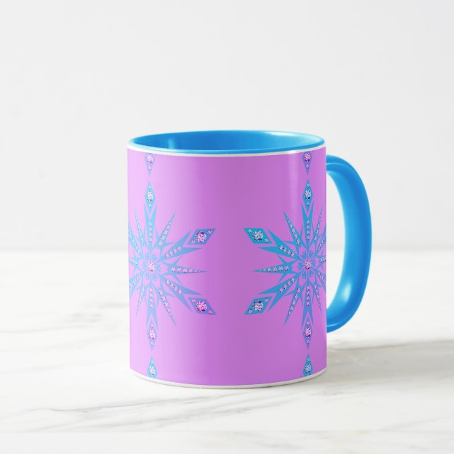 Mug Flocon de neige bleu pourpre du milieu du siècle (Devant droit)