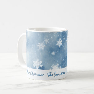 Mug Flocon de neige de Noël Aquarelle bleue