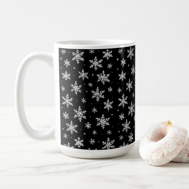 Mug Flocon de Neige Élégant en Argent | Vacances d'Hiv (Avec donut)