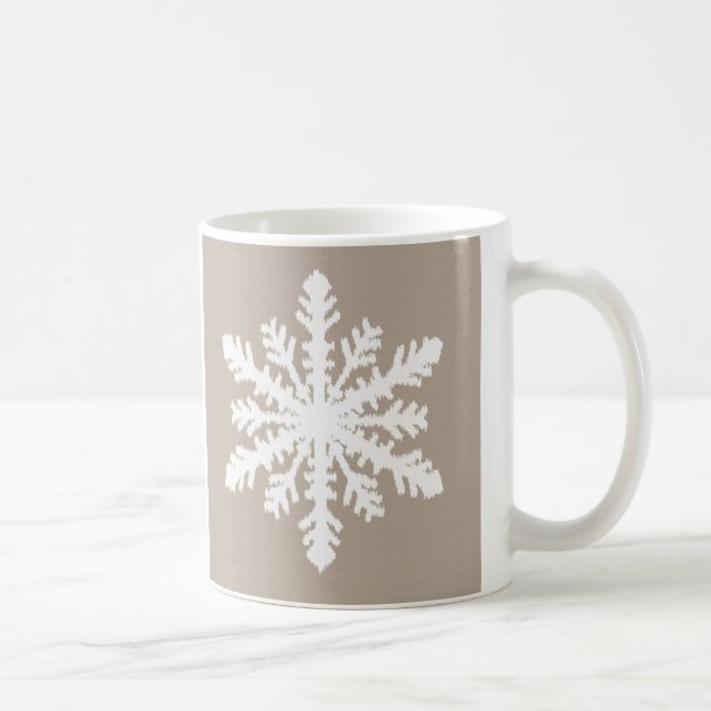 Mug Flocon de neige Ikat - Taupe tan et blanc (Droite)