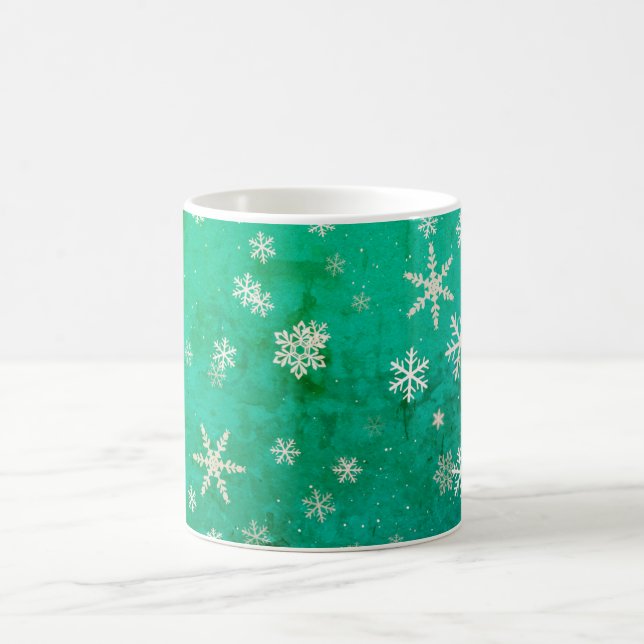 Mug Flocon de neige moderne Motif vert Noël (Centre)