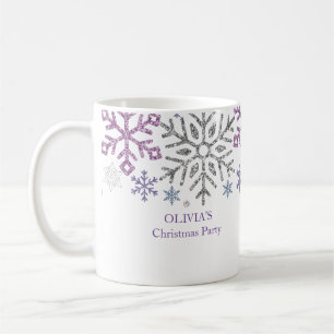 Mug Flocon de neige Noël violet argent