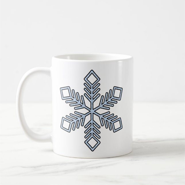 Mug Flocon de Neige Pailleté - Branches Bleu Bébé (Gauche)