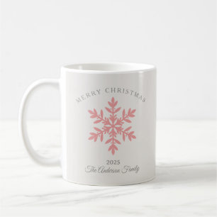 Mug Flocon de neige rose rose personnalisé de Noël élé