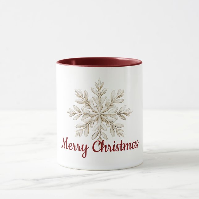 Mug Flocon de neige rouge crème Joyeux Noël (Centre)