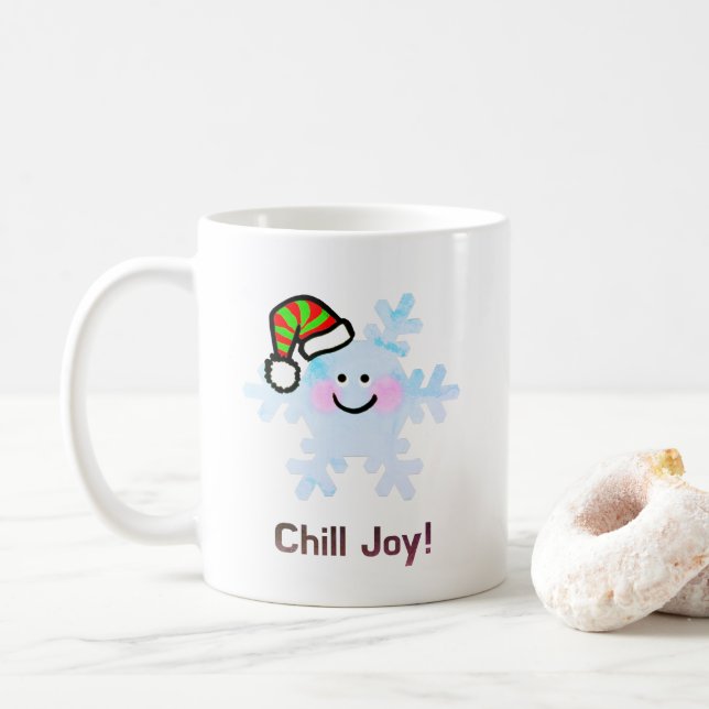 Mug Flocon de neige souriant Joie des Fêtes (Avec donut)