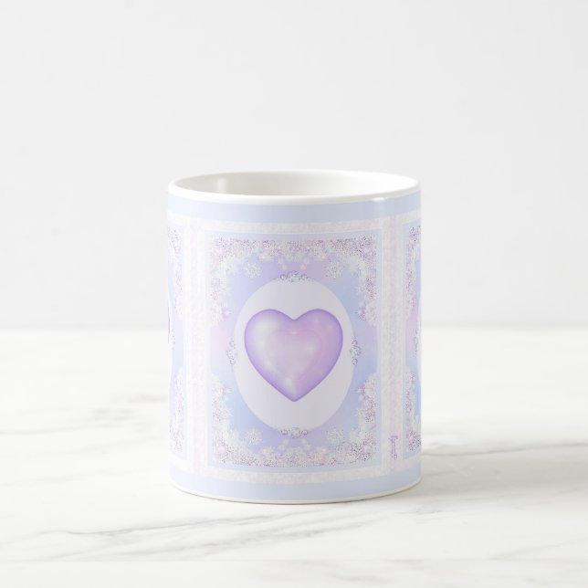 Mug flocon de neige violet clair et coeur étincelant (Centre)