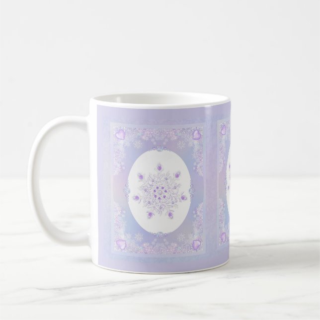 Mug flocon de neige violet clair et coeur étincelant (Gauche)