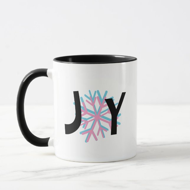 Mug Flocons de joie rose bleu 3D (Gauche)