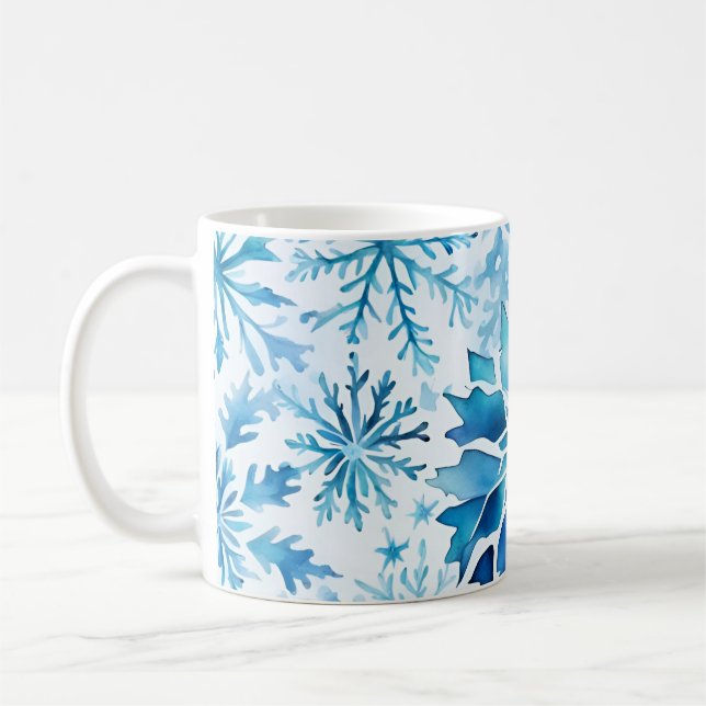 Mug Flocons de neige bleus magie hivernale  (Gauche)