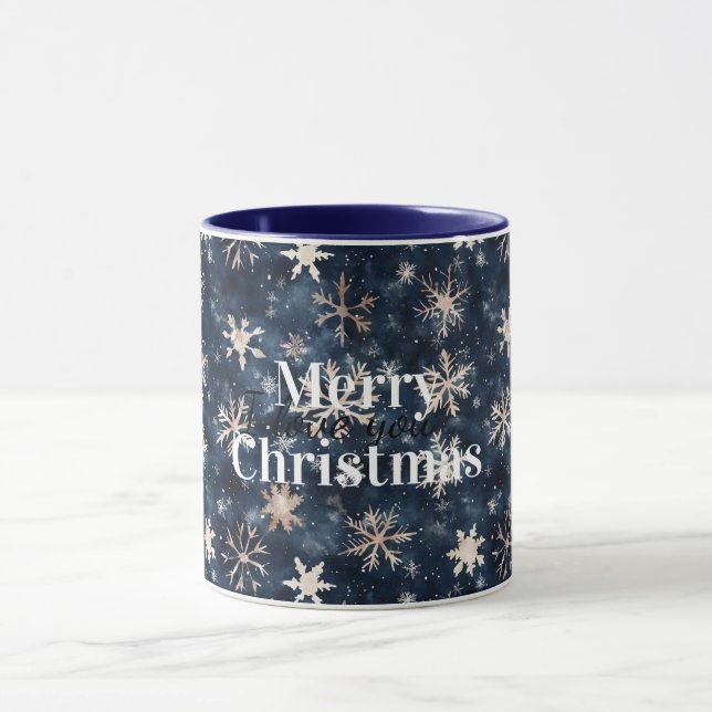Mug Flocons de neige de Noël bleu crème (Centre)