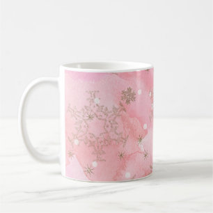 Mug Flocons de neige de Noël rose motif boho