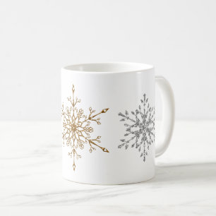 Mug Flocons de neige fériés de Noël pailletés d'argent