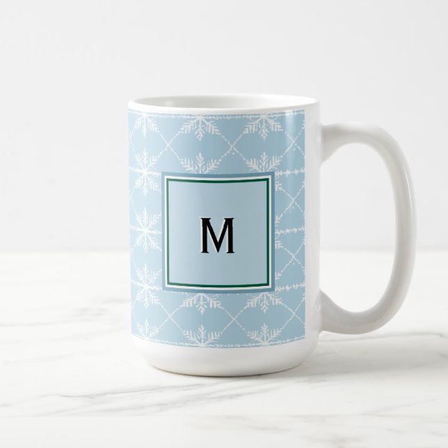 Mug Flocons de Neige Motif de Fêtes Monogramme Mignon (Droite)