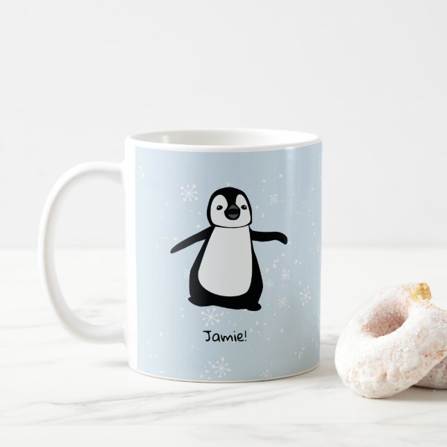 Mug Flocons mignons personnalisés de neige d'hiver de (Avec donut)