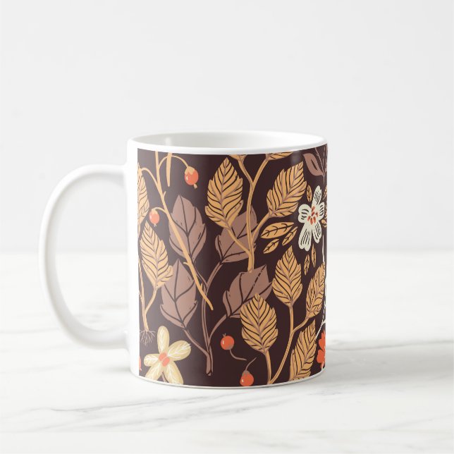 Mug Flora d'automne : Vintage Motif sans couture (Gauche)