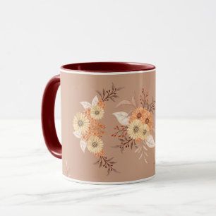 Mug Floraison d'Automne – Art Floral Beige et Orange C