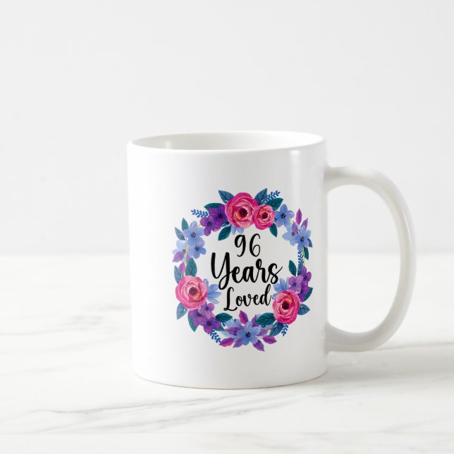Mug Floral 96 ans 96e anniversaire femmes drôle 96 (Droite)