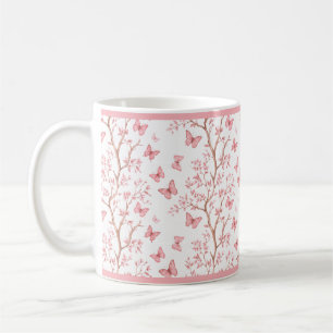 Mug floral à contour encre rose pâle