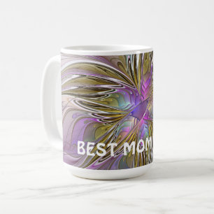 Mug Floral Abstrait Fractal Avec Rose & Or Meilleure M