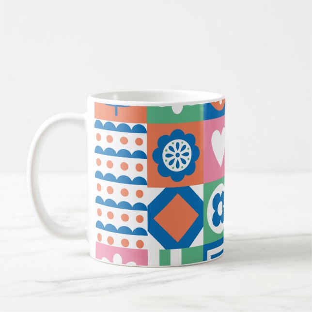 Mug Floral Abstrait : Scandinave Folk Design. (Gauche)