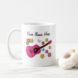 Mug Floral Acoustique Guitare Guitariste Personnalisé