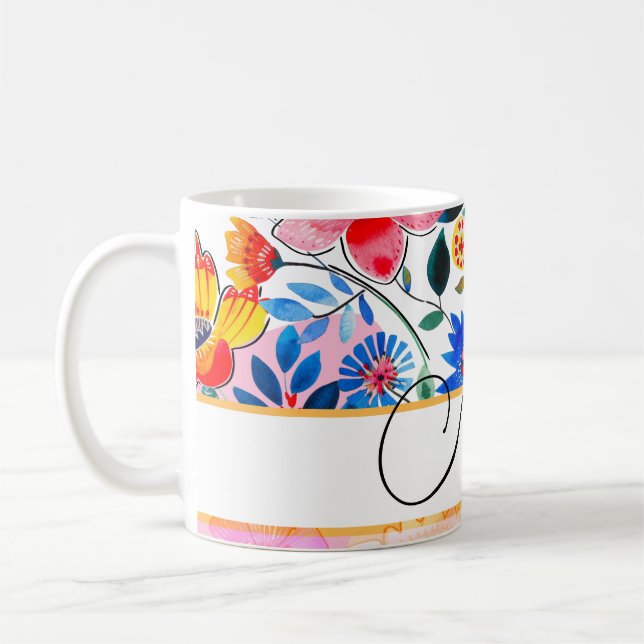 Mug Floral Aquarelle Boho Motif Tropical (Gauche)