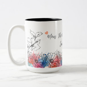 Mug floral aquarelle pour maman avec citation