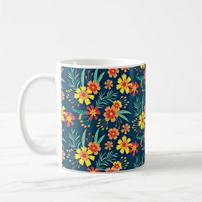 Mug Floral Arrière - plan Belle conception (Gauche)