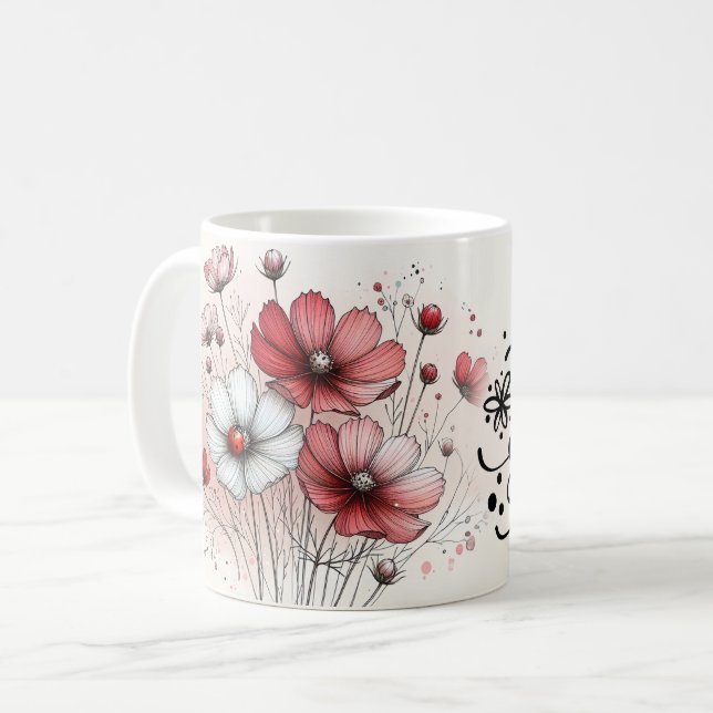 Mug floral avec citations positives (Devant gauche)