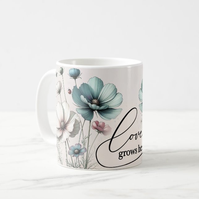 Mug floral avec citations positives (Devant gauche)
