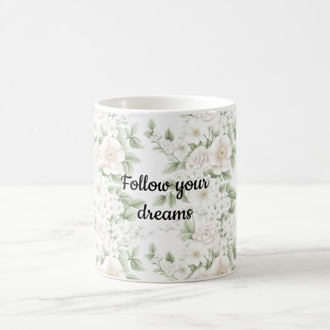 Mug Floral blanc rose pâle (Centre)