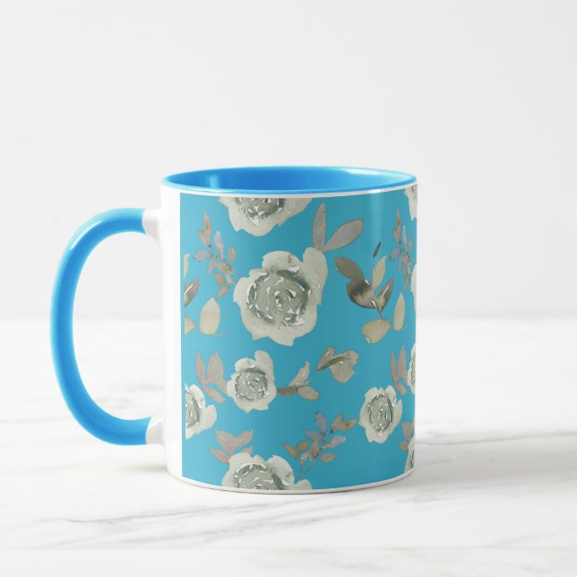Mug floral bleu clair (Gauche)