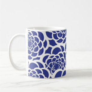 Mug floral bleu et blanc