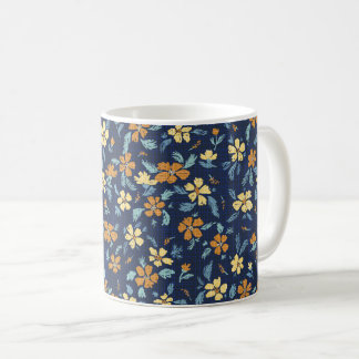 Mug floral bleu et jaune