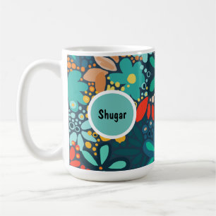 Mug Floral bleu foncé moderne