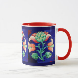 Mug FLORAL, bleu rose vert