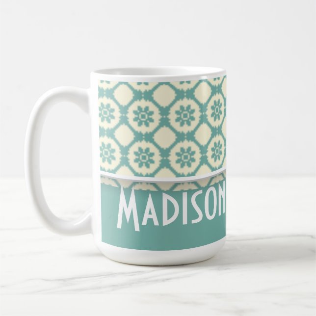Mug Floral bleu-vert et crème mignon (Gauche)