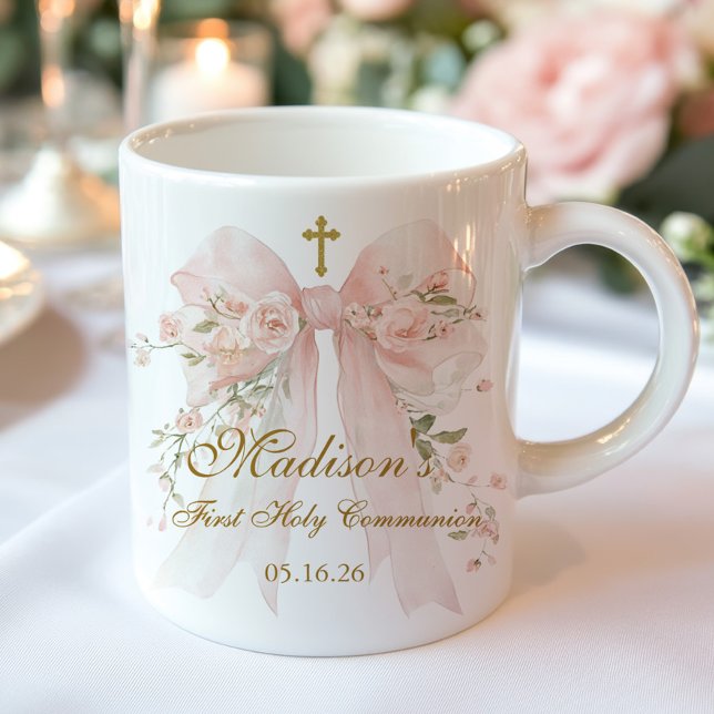 Mug Floral Bow First Holy Communion Religious Favor (Créateur téléchargé)