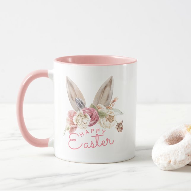 Mug Floral Bunny Ears | Happy Easter  (Avec donut)