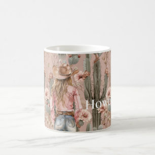 Mug Floral cactus rose cowgirl occidentale