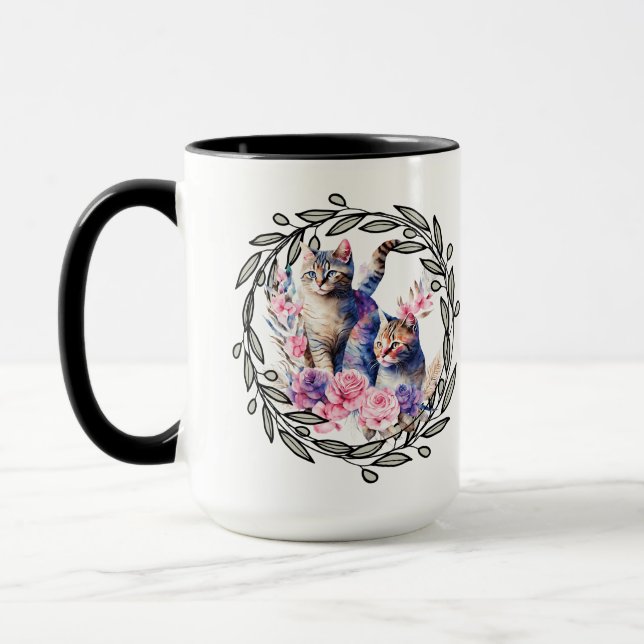 Mug Floral Cat Cup (Gauche)