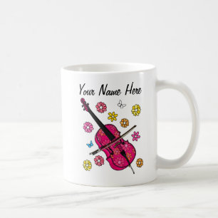 Mug Floral Cello Flowers Cellist Musicien Personnalisé