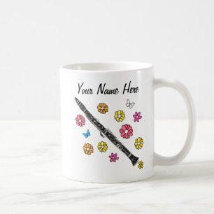 Mug Floral Clarinet Fleurs Bois Musicien Liquide Perso