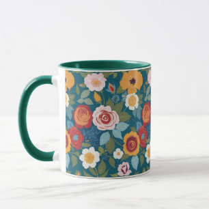 Mug Floral coloré avec Rose et Fleur sauvage